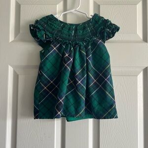 Janie and Jack Green and Navy Plaid Off-Shoulder Tank Top